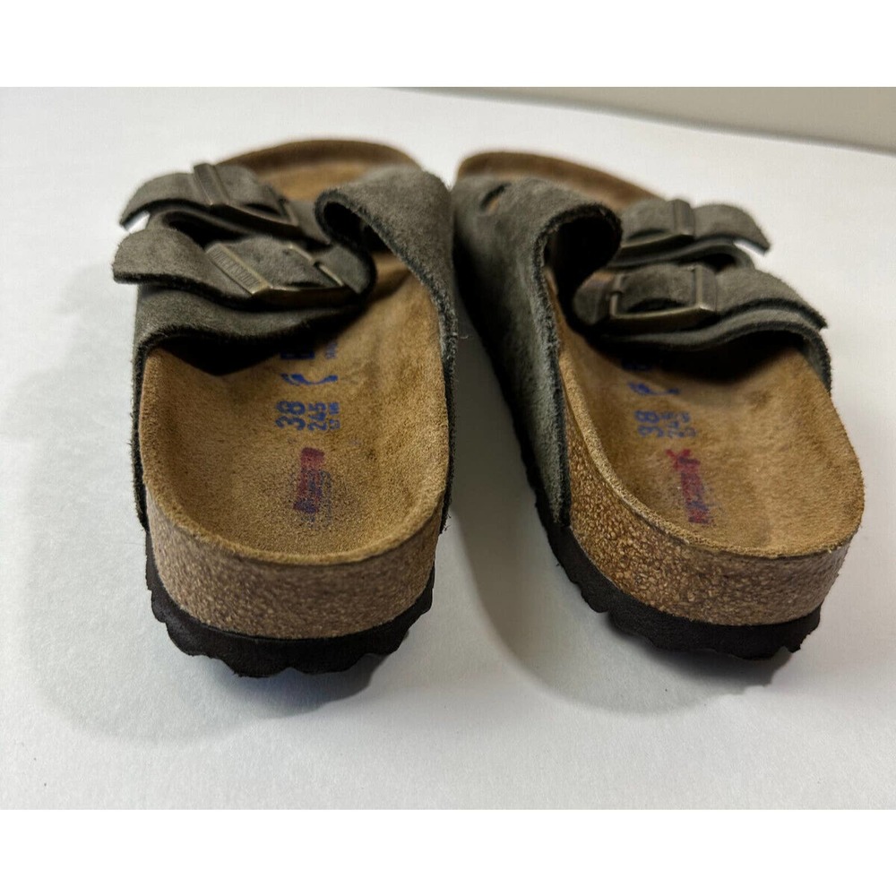 Birkenstock Double Strap Suede Sandals Sage Green Slides Size 38 Women's US 7 - Picture 8 of 11